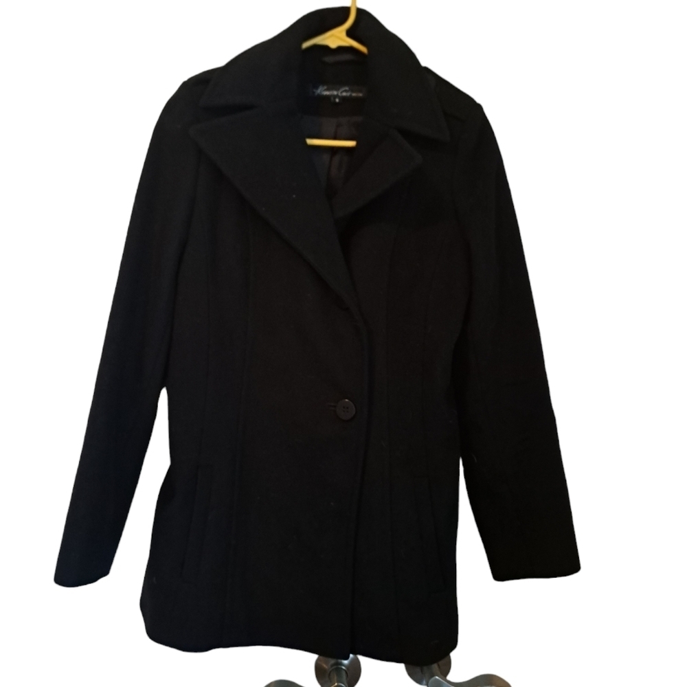 Ladies KENNETH COLE wool single breasted jacket peacoat navy blue coastal size 6 - Picture 1 of 12